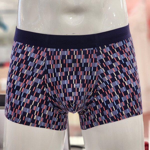 幾何学模様 モーダル シームレス メンズ ドロワーズ パンツ PT1977D NAVY