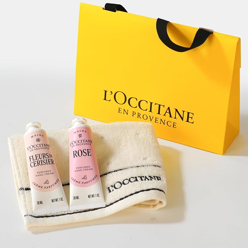 【即納】ロクシタン(LOCCITANE) フローラルハンドデュオ タオル付きバースデーギフトセット メッセージカード入り 誕生日 女性 男性 人気 送別 プレゼント ギフト フルールドスリジエサクラ