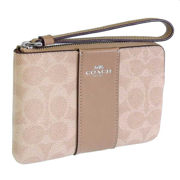 コーチ ポーチ コインケース カードケース ミニ財布 レディース シグネチャー アウトレット サンド トープ ベージュ COACH CW854SVPWH