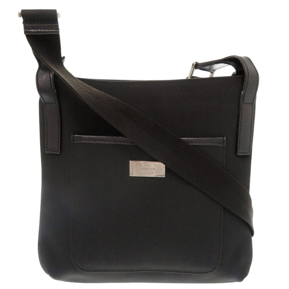 美品 122793 ショルダーバッグ キャンバス/レザー ブラック 0717【中古】 レディース