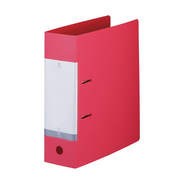 （まとめ）リヒトラブ リクエストD型リングファイル A4タテ 2穴 750枚収容 75mmとじ 背幅88mm 赤 G2290-3 1冊 (×10セット)