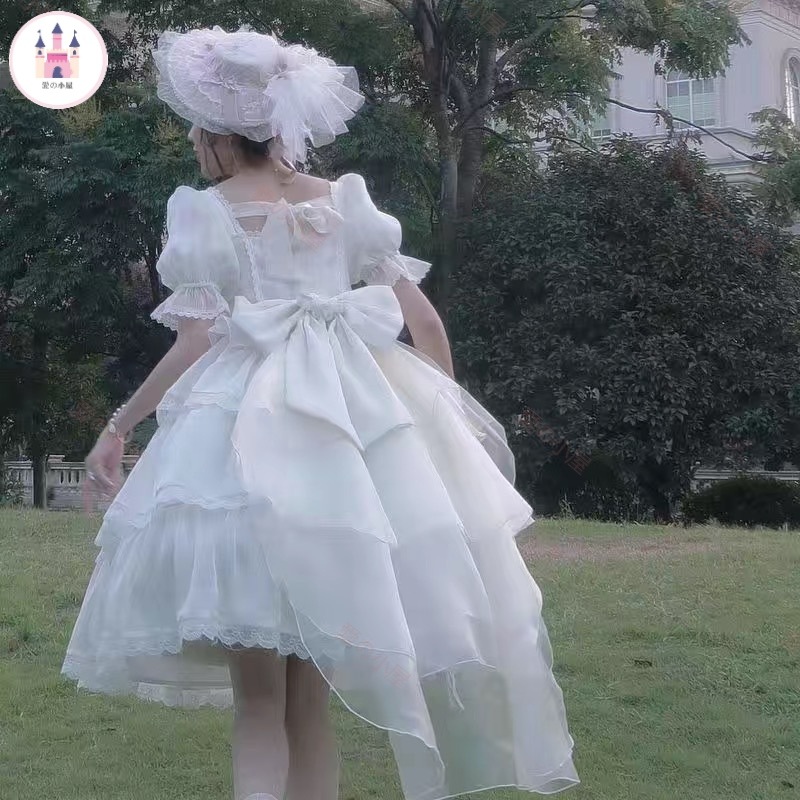 現品ロリータ半袖ワンピースオリジナル正規版ロリータ夏の花嫁華やかフレンチスウィートスカート