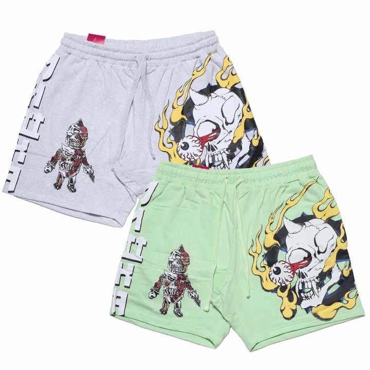 MISHKA ハーフパンツ スウェット 半ズボン 短パン メンズ 春夏用 全2色 大きいサイズ ミシカ ショートパンツ 総柄 CYCO SIMON サイコサイモン