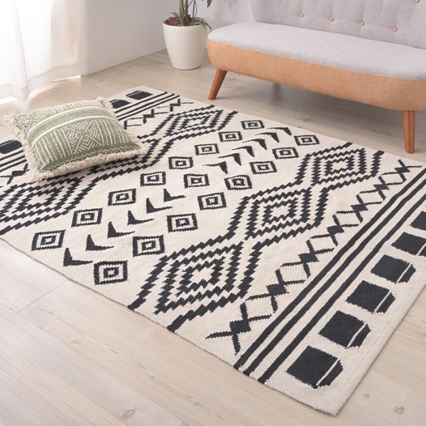 ラグマット 絨毯 ラグ マット キリム 170×230cm 長方形 アンティーク調 西洋風 北欧 幾何学模様 民族調 デザイン エスニックス 柄 インド綿 インテリア 床材