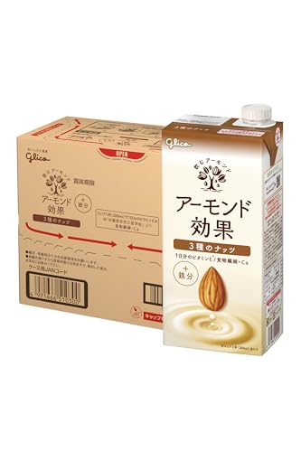 アーモンド効果 3種のナッツ 1000ml×6本 江崎グリコ 常温保存可能 ビタミンE 食物繊維 鉄分 アーモンドミルク