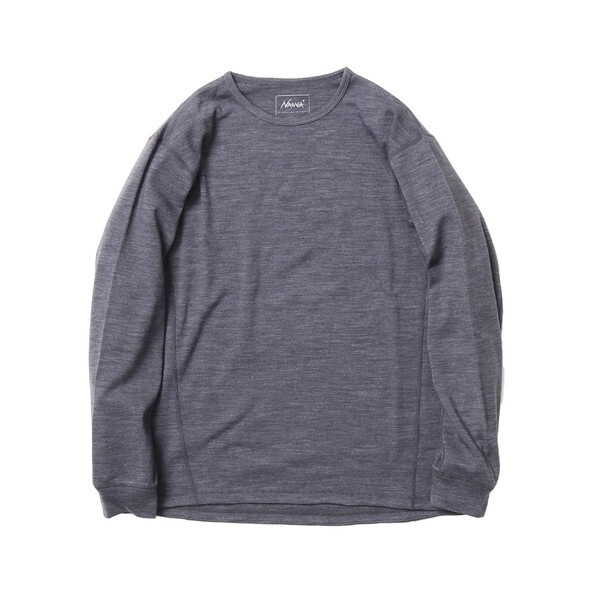 ナンガ MERINO WOOL BASE LAYER L/S TOP GRY M NW2341-1J508 N1MpGRF5 メリノウール ベースレイヤー ロングスリーブトップ
