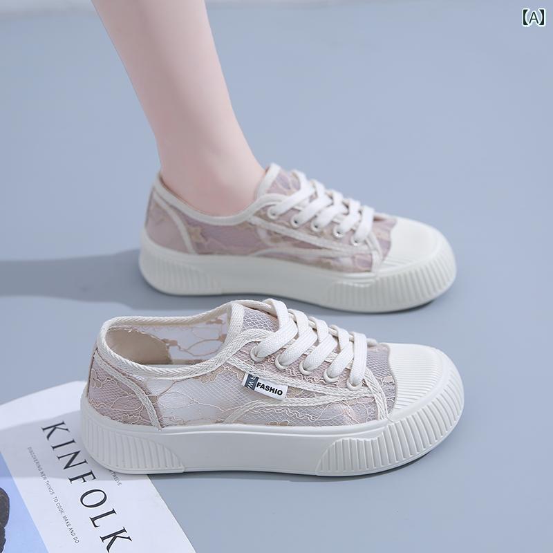 キャンバス シューズ レディース 薄手 通気性 白い 靴 夏 ビスケット 女の子 メッシュ スポーツ スニーカー メッシュ シューズ