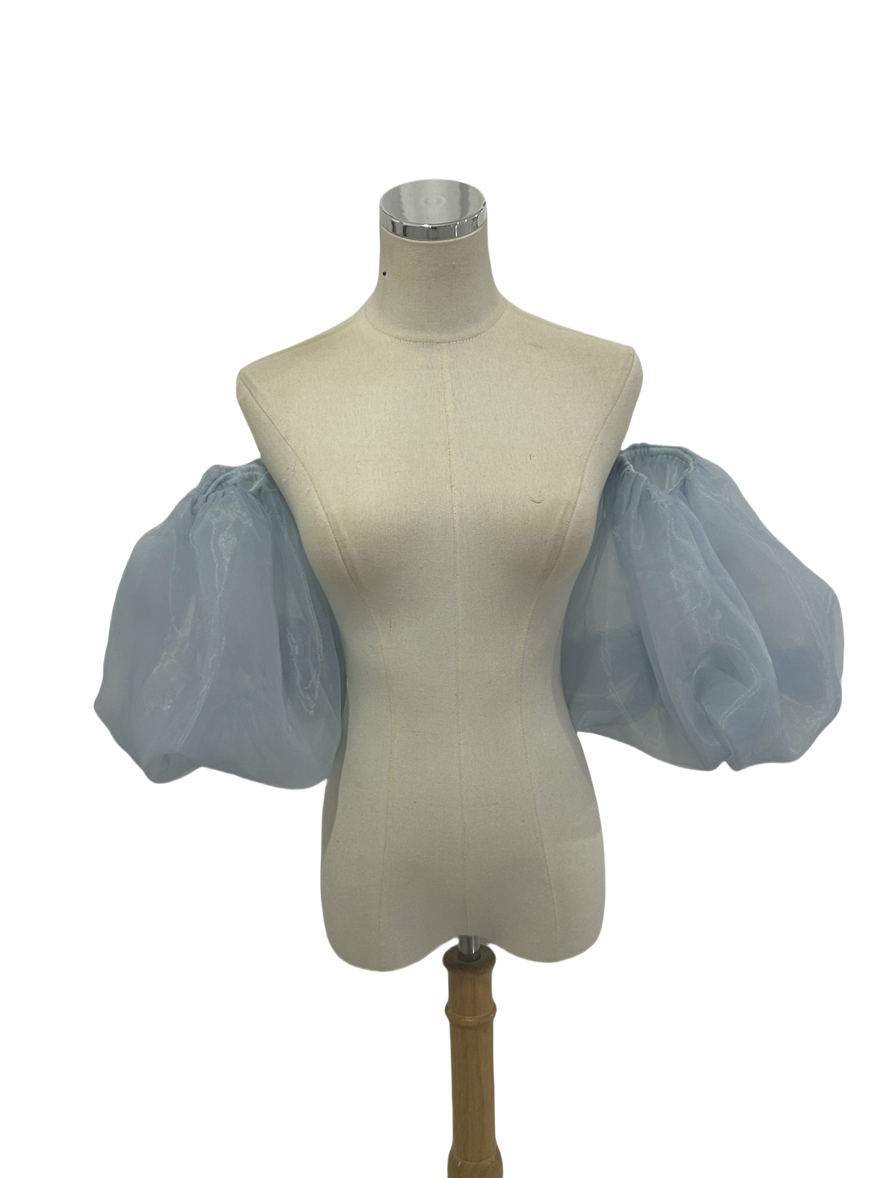 パフスリーブ ライトブルー 上質オーガンジー 取り外し袖 ストレッチ 前撮り