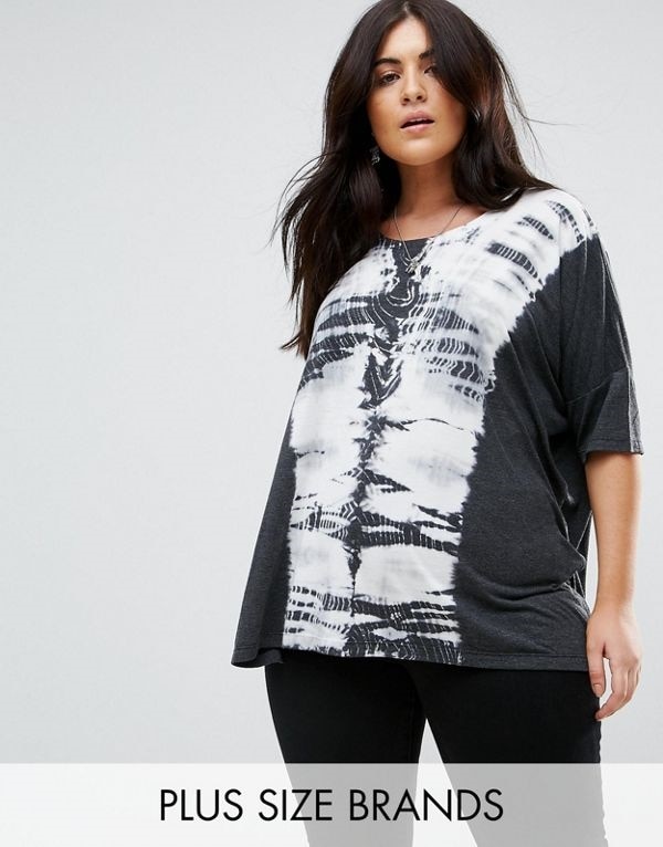 Religion レディース 大きめサイズ ゆったりサイズ 送料無料 Multi Plus Oversized T-Shirt With Tie Dye Panel