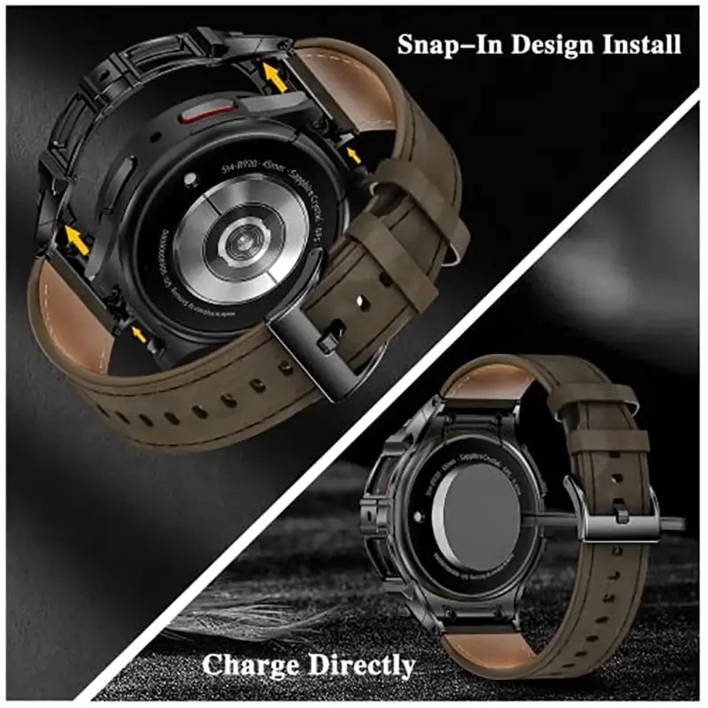 ステンレス鋼の携帯電話ケース,Samsung Galaxy Watch 5 pro用ストラップ,金属製の保護バンパー,45mm