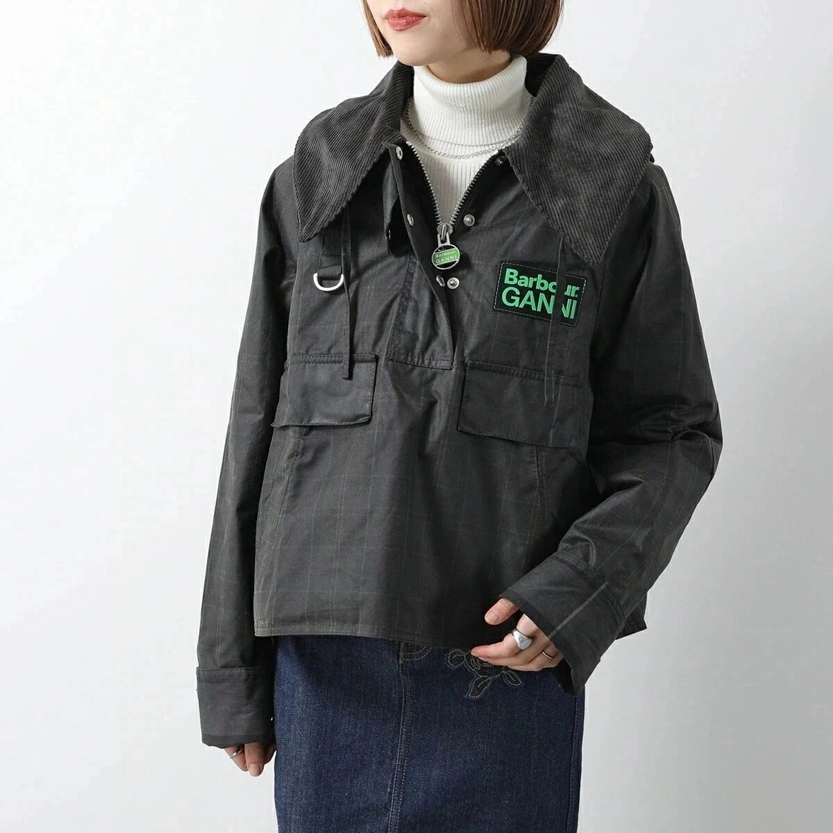 Barbour × GANNI バブアー ガニー コラボ ブルゾン Anorak Smock アノラック スモック LWX1452 レディース ワックスジャケッ