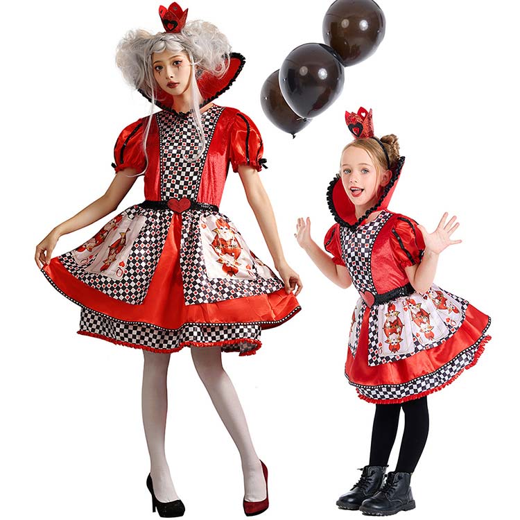 ハロウィン衣装 大人用 女性用 ハートの女王家族 ハート 女王 子供用 女の子 コスプレ衣装 コスチューム 仮装 ハロウィン 衣装 レディース ガールズ ハロウィーン コスプレ ウィッチ Hal