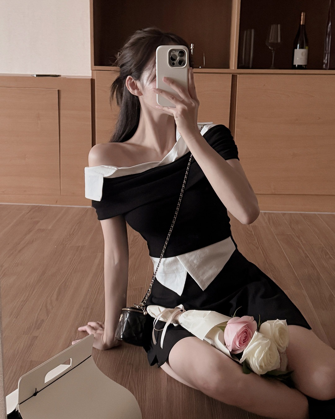 ポナシャツ オフショルダーTシャツ韓国ファッション レディース