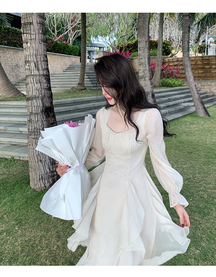 フレンチ スタイル ライト ラグジュアリー ストリーマー フェアリー ファースト ラブ ドレス ウエスト スリム ティー ブレイク プリンセス ドレス ベージュ ＳＭＬ かわいい 大人可愛い きれいめ 8,568円