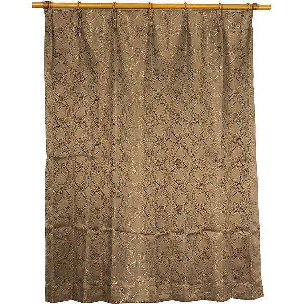 カーテン 2枚組 2枚セット 2P 2重加工 円柄 100x丈200cm ブラウン カールス