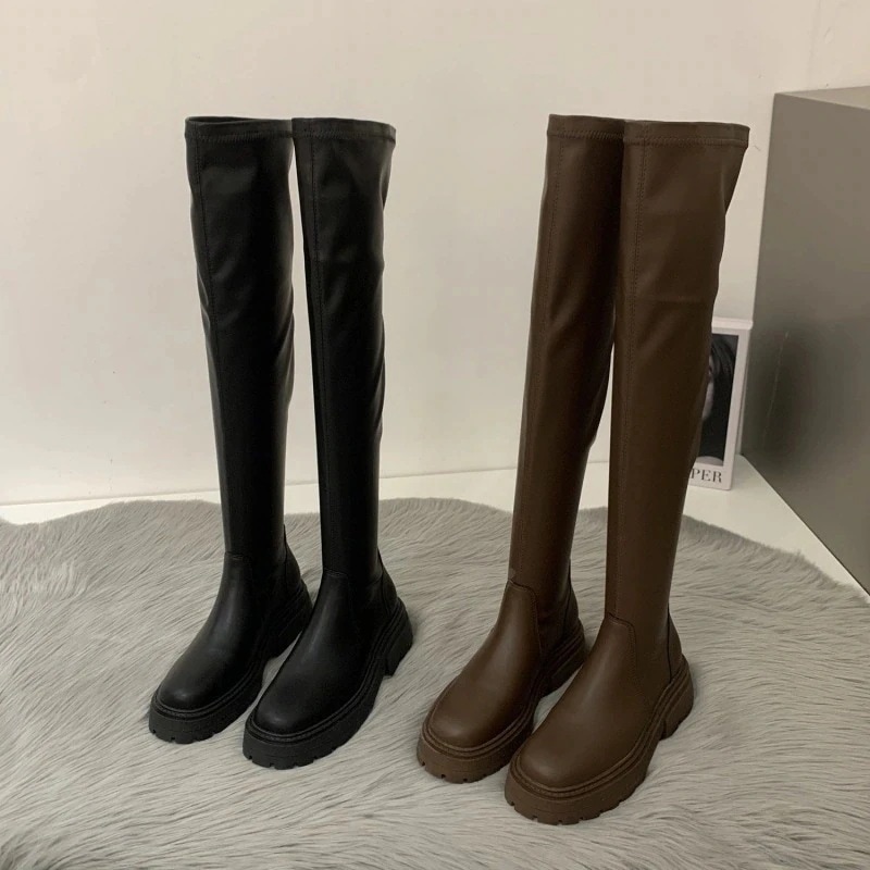新作 レディース ブーツ ニーハイブーツ おしゃれ ラウンドヘッド 騎士ブーツ 美脚 快適 靴 厚底ブーツ シューズ 厚底シューズ ロングブーツ 福袋30%までに制限