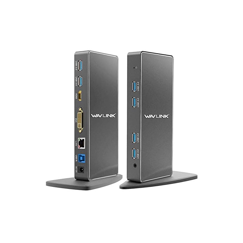 Wavlink USB 3.0ユニバーサルドッキングステーションUSB-C縦置きアルミラップトップドッキングステーション(デュアルビデオHDMI最大解像度2560*1440DVI最大解像度2048