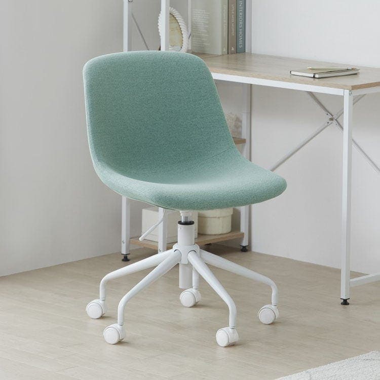 デザインファブリックチェア DFC-550 送料無料 デスクチェア おしゃれ イス 肘なし キャスター付き アームレス 回転 疲れにくい 曲線ライン 高さ調整 グリーン ピンク ライトグ 新生活
