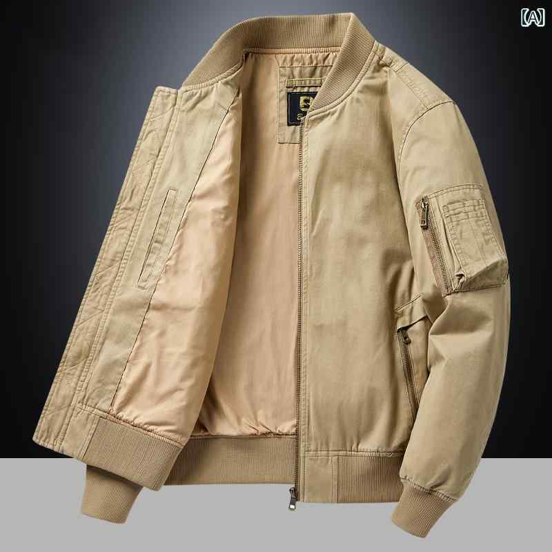 メンズ ファッション ジャケット 春秋 薄手 涼しい カジュアル コットン ワークジャケット 軽量 涼しい 野球 ユニフォーム