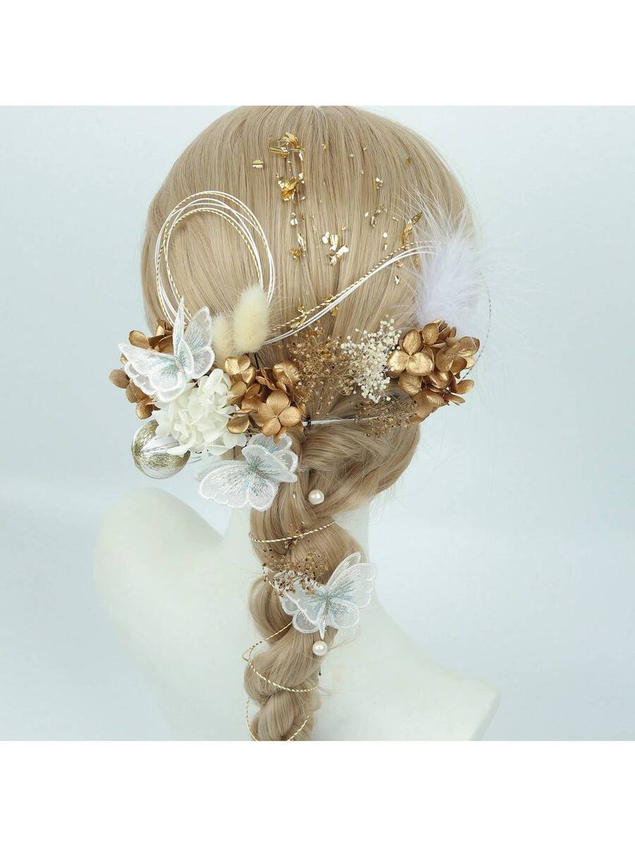 成人式 髪飾り【3色展開】18点セット ドライフラワー ダリア あじさい かすみ草 造花飾り ヘアアクセサリー 和玉 和装小物 和装 水引 ヘッドパーツ 振袖 着物 卒業式 七五三 浴衣 袴 結婚式用