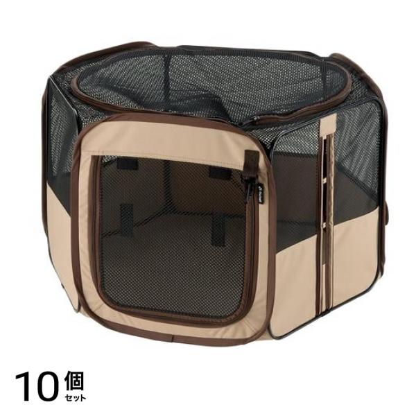 リッチェル たためるペットサークル 75-75 超小型犬・猫用 1組入 (ブラウン) 10個セット