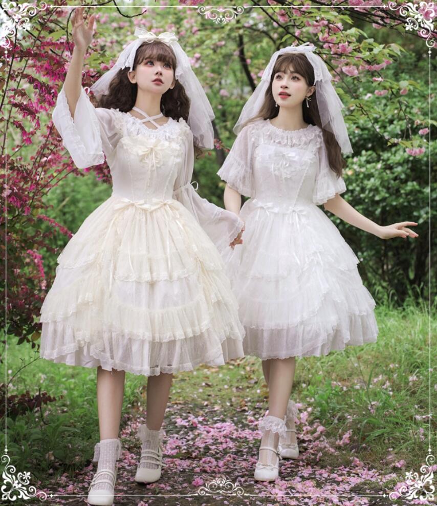 機能アップグレード！Lolita系 ワンピース　jsk　OP　日常　写真　舞台　変装ロリータ トップス 萌え ゴスロリ ロリータファッション 吊りスカート 花嫁洋服 ウエディングドレス　人形ドレス ハ