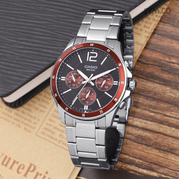 MTP-1374D-5A スタンダード アナログ 多機能 スーツ カジュアル メンズ メタル 時計 d