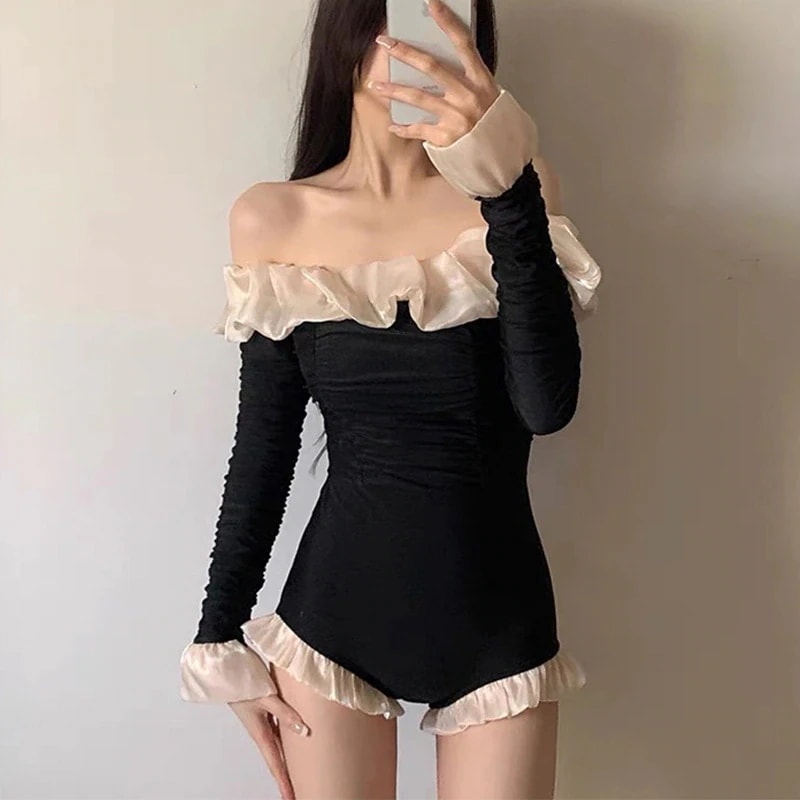 【20点セット】メガ割薄手 フリル 長袖 ワンピース水着 韓国ファッション体型カバー値下げセール