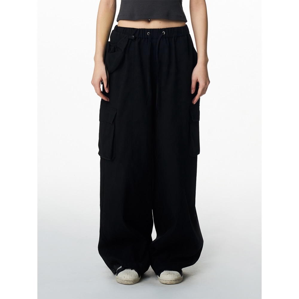 ILLIGO シャーリングオープンポケットカーゴパンツブラック