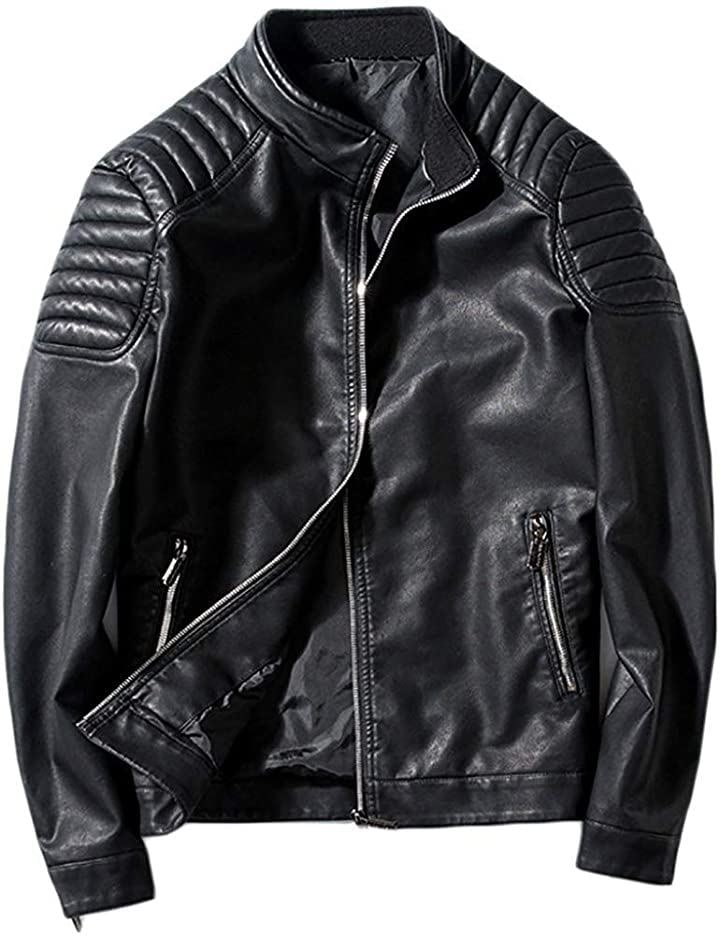 アイセレクトi-select 肩 ステッチ 入り PU レザー ライダース ジャケット 革ジャン 本革調( ブラック, L)