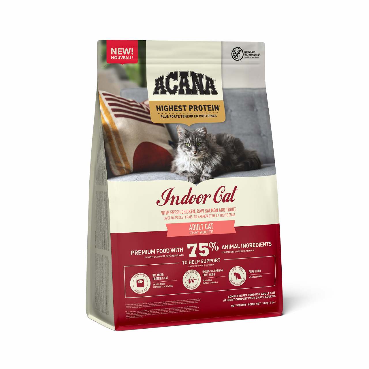 アカナ　ハイエストプロテイン　インドアキャット　（ダイエット用・室内猫用） 1.8kg【キャットフード】【正規品】