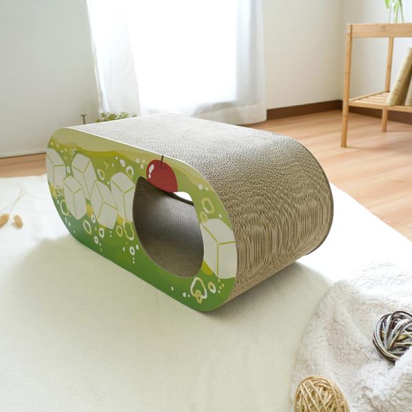 爪とぎ 猫 段ボール ダンボール ネコ おしゃれ 爪研ぎ ストレス解消 ねこ 耐久性 高密度 遊び場 クリームソーダ 柄 昭和 レトロ デザイン