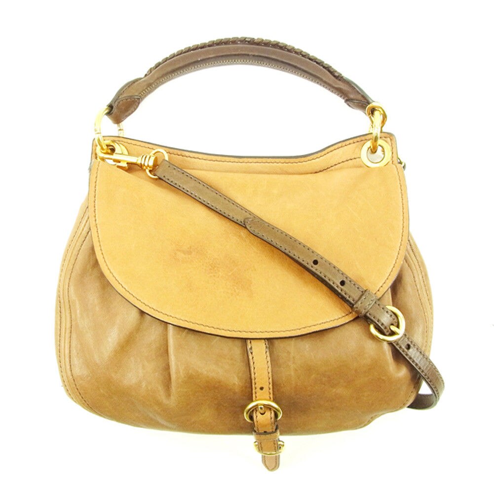 ２WAY ショルダーバッグ ハンドバッグ ブラウン 中古