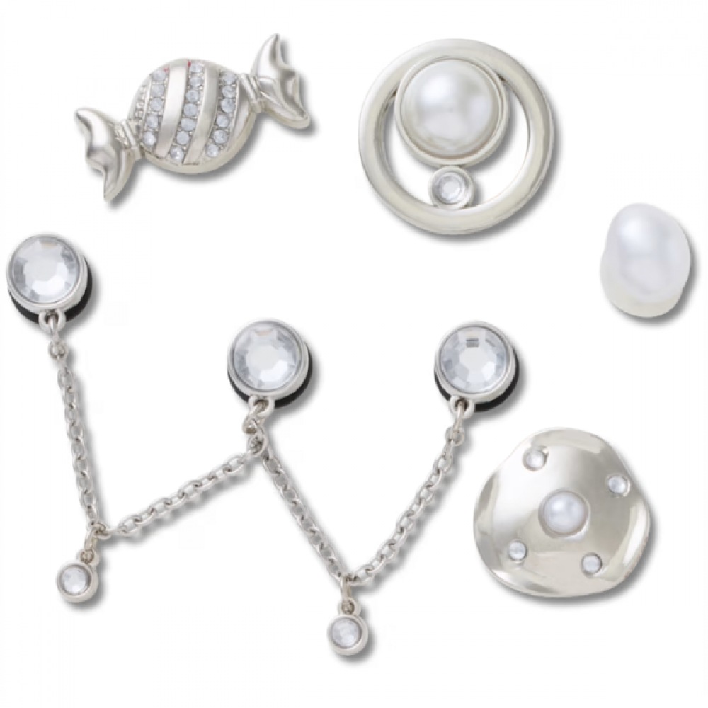 クロックス ジビッツ シルバー アンド パール 5個セット