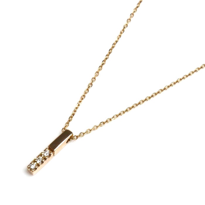 4℃ ヨンドシー K18PG ピンクゴールド ダイヤ ネックレス ダイヤモンド 1.6g 40cm レディース 中古