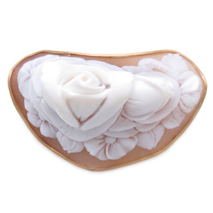 カメオ ブローチ バラモチーフ K18YG イエローゴールド / 78601【中古】