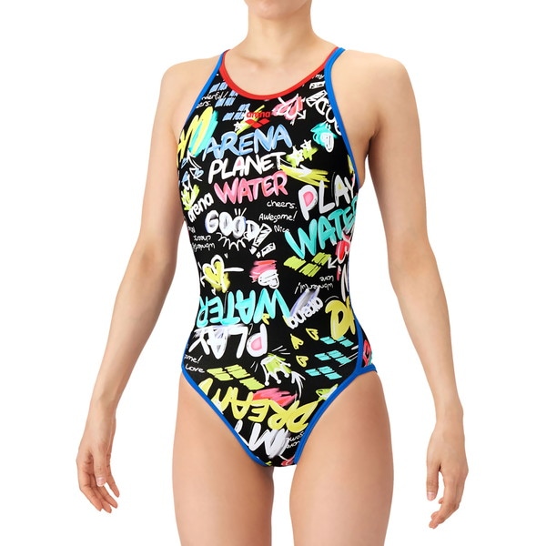 ARENA アリーナ トレーニングワンピース オープンバック 水泳 水着ガールズ競泳用 非公認 AS6SWM30G-BKWH ジュニア