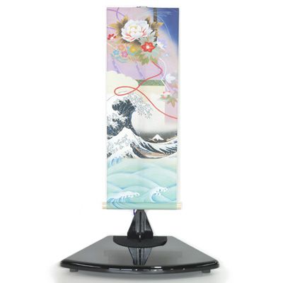 ミニ掛け軸 描表具 神奈川沖浪裏【盆栽 ミニ盆栽 掛軸】