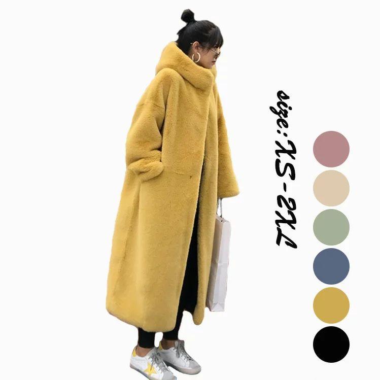 毛皮コートレディースコートマキシコートロング丈秋冬フード付きモコモコ防寒着暖かい厚フード付きカジュアルオシャレアウター厚きれいめ 4,988円