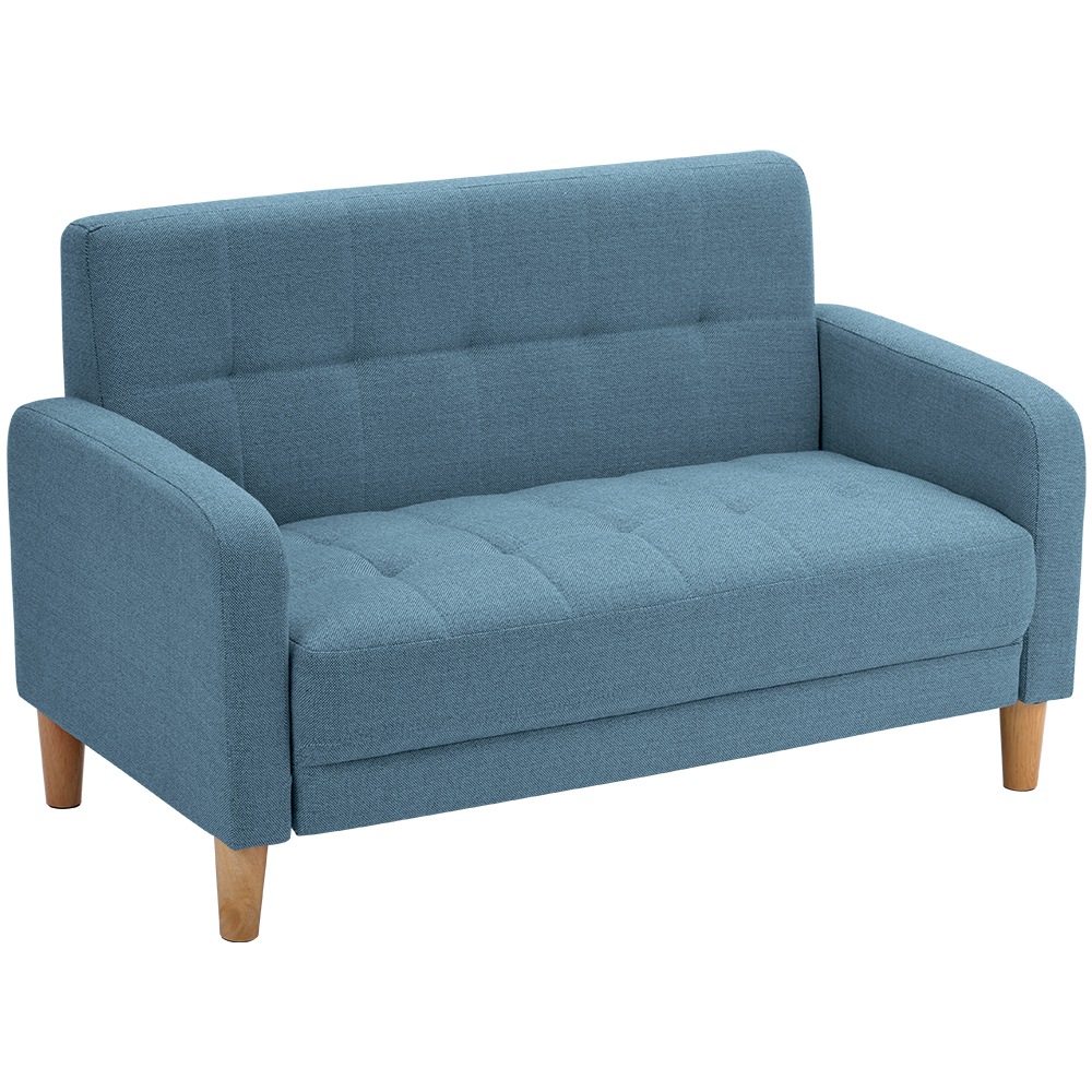 ソファー 2人掛け 肘付き 天然木脚 幅約110cm 簡単組み立て 2WAY ファブリック おしゃれ 新生活 北欧スタイル ソファベッド【ネイビー】