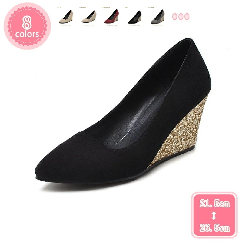 777円OFFクーポン レディース パンプス 8/6cm キラキラ スエード パンプス ヒールパンプス レディース ウェッジソール ハイヒール ポインテッドトゥ オフィス 結婚式 通勤 ドレス 美 9,336円