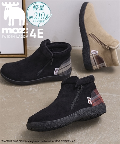 ローカットスニーカー ゆったり幅広 moz モズ 軽量ガバっと開くファスナー付スニーカー ワイズ４E