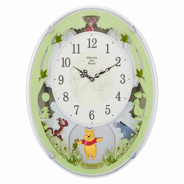 取寄品 正規品 RHYTHM リズム時計 4MN523MC03 ディズニー くまのプーさんM523 アナログ表示 掛け時計