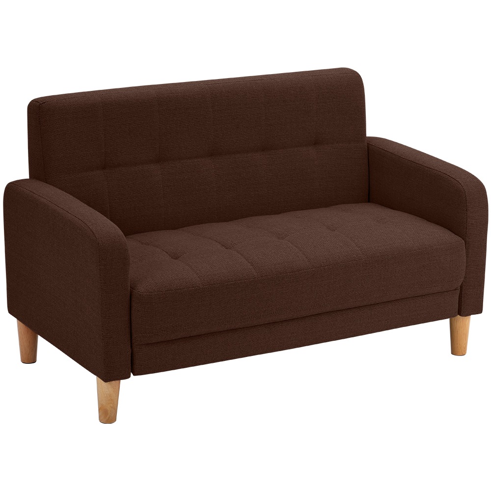 348ソファー 2人掛け 肘付き 天然木脚 幅約110cm 簡単組み立て 2WAY ファブリック おしゃれ 新生活 北欧スタイル ソファベッド【ブラウン】