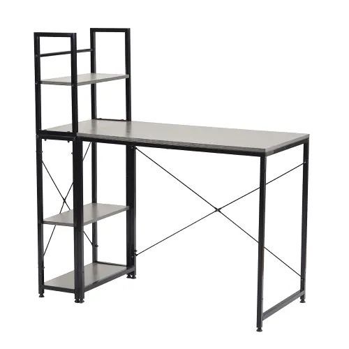 986【301556HAAオフィスチェア+パソコンデスク セット】【グレー】パソコンデスク ラック付き デスク ワークデスク 木製 学習デスク 12,067円