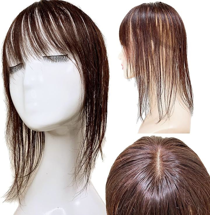 部分ウィッグ かつら 女性 人毛100% レディース セミロング 医療用 つむじ 頭頂部 自然 ヘアピース トップピース トップカバー ウイッグ(ダークブラウン, ボブ 30cm)