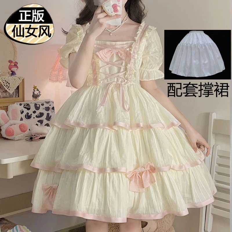 サマーロリータプリンセスドレス ロリータ妖精ウェディングバースデードレス ふわふわスイートテールドレス 11,778円