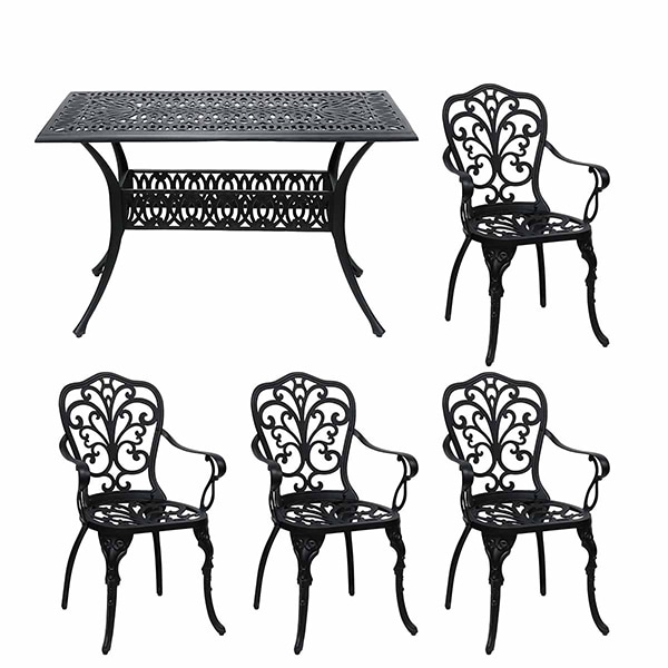 住まいスタイル BKS-RG124-5PS-BLK アルミ製レクタングルテーブル&チェア5点セット 「トルペ」 メーカー直送 57,090円