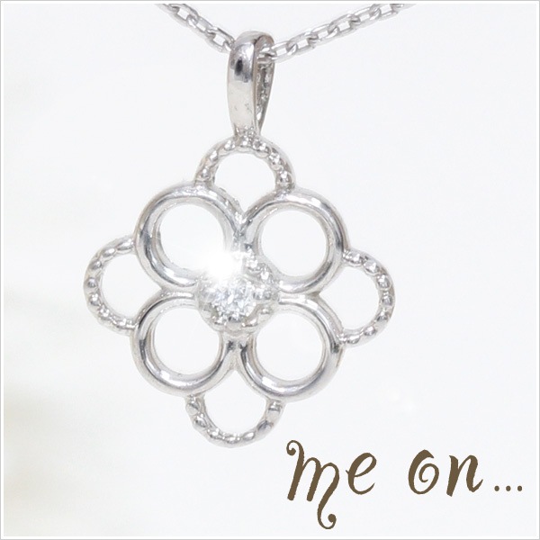 me on... K10ホワイトゴールド天然ダイヤモンドアンティークデザインネックレス 発送目安：２３週間