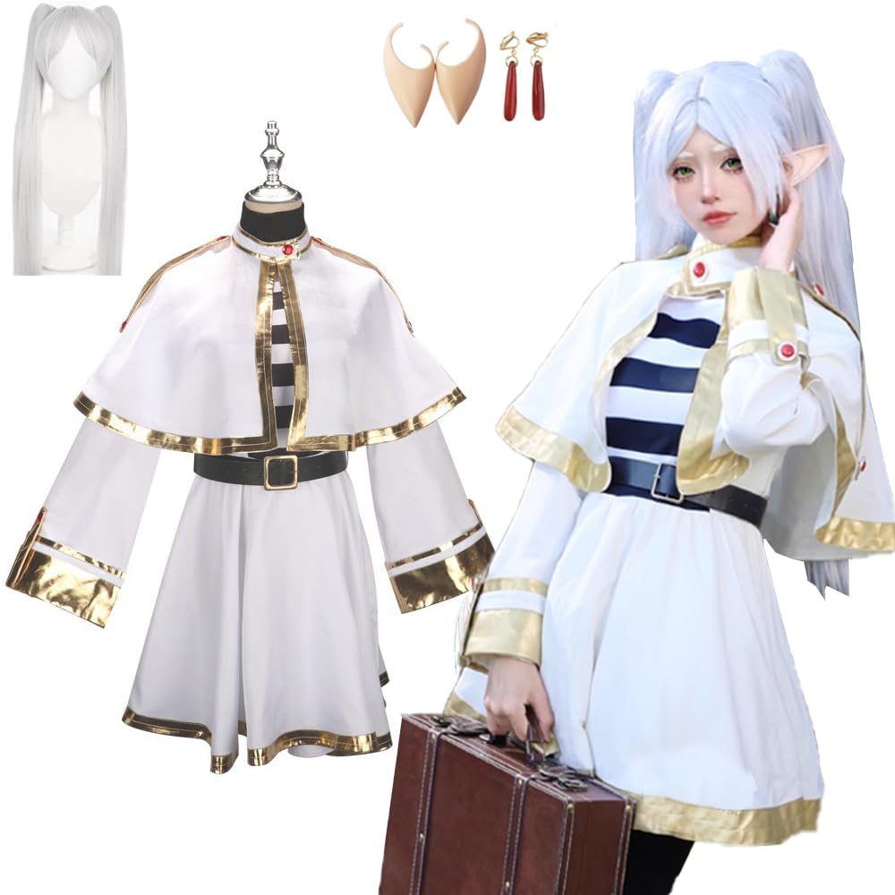 葬送のフリーレン コスプレ ワンピース 可愛い服 魔法少女 仮装 変装 コスチューム 白 フリーレン コスプレ衣装 ウィッグ付き 学園祭 文化祭 日常服 制服セット 女の子 ハロウ 88849 5,984円